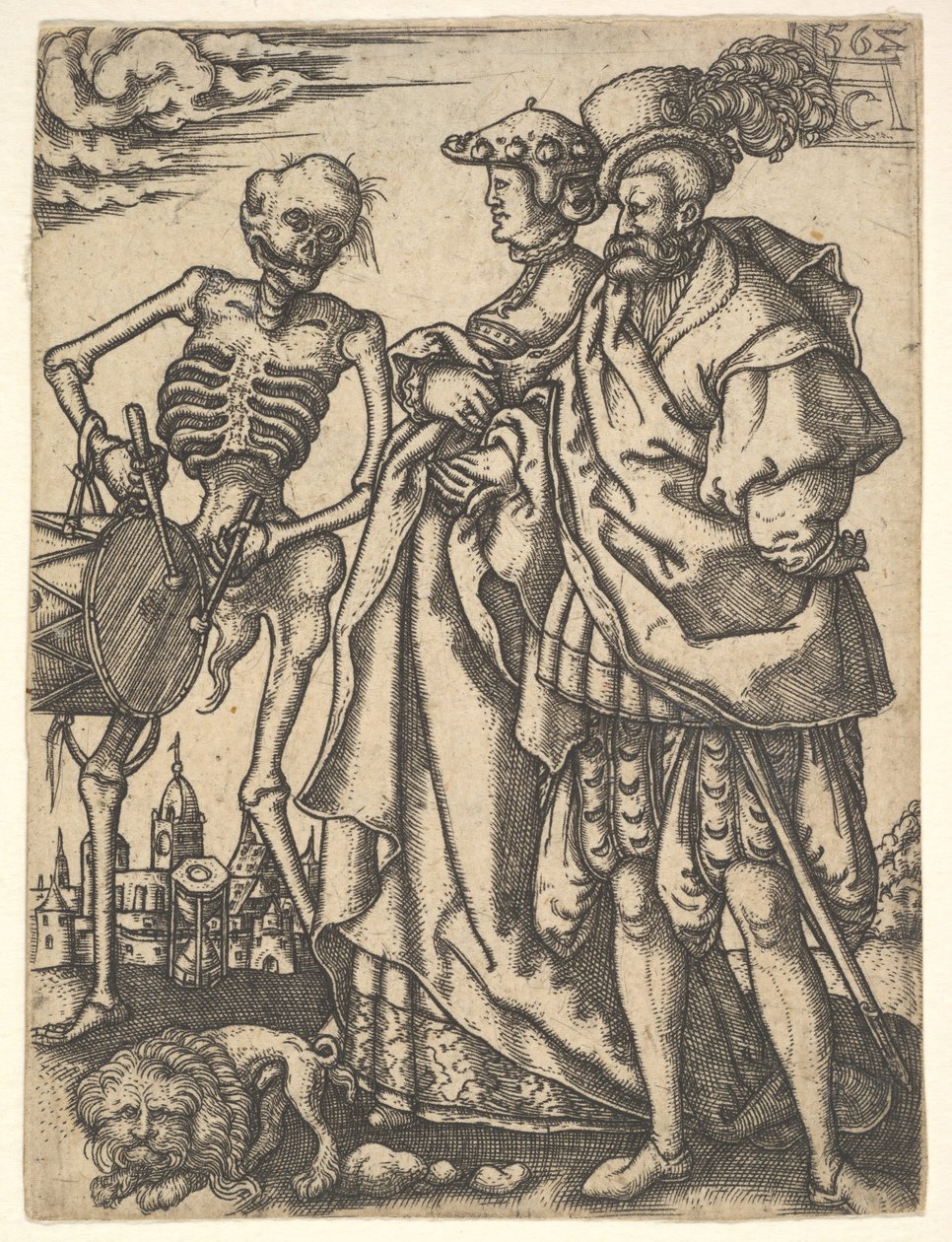 Casal e morte com tambor, de The Dance of Death. de Allaert Claesz