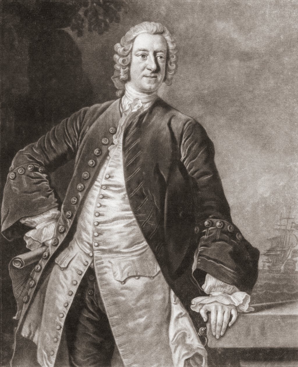 Almirante Edward Boscawen. Retrato. de Allan (after) Ramsay