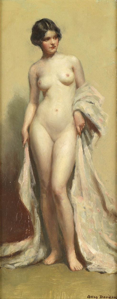 De pé nu com roupão de Allan Douglas Davidson
