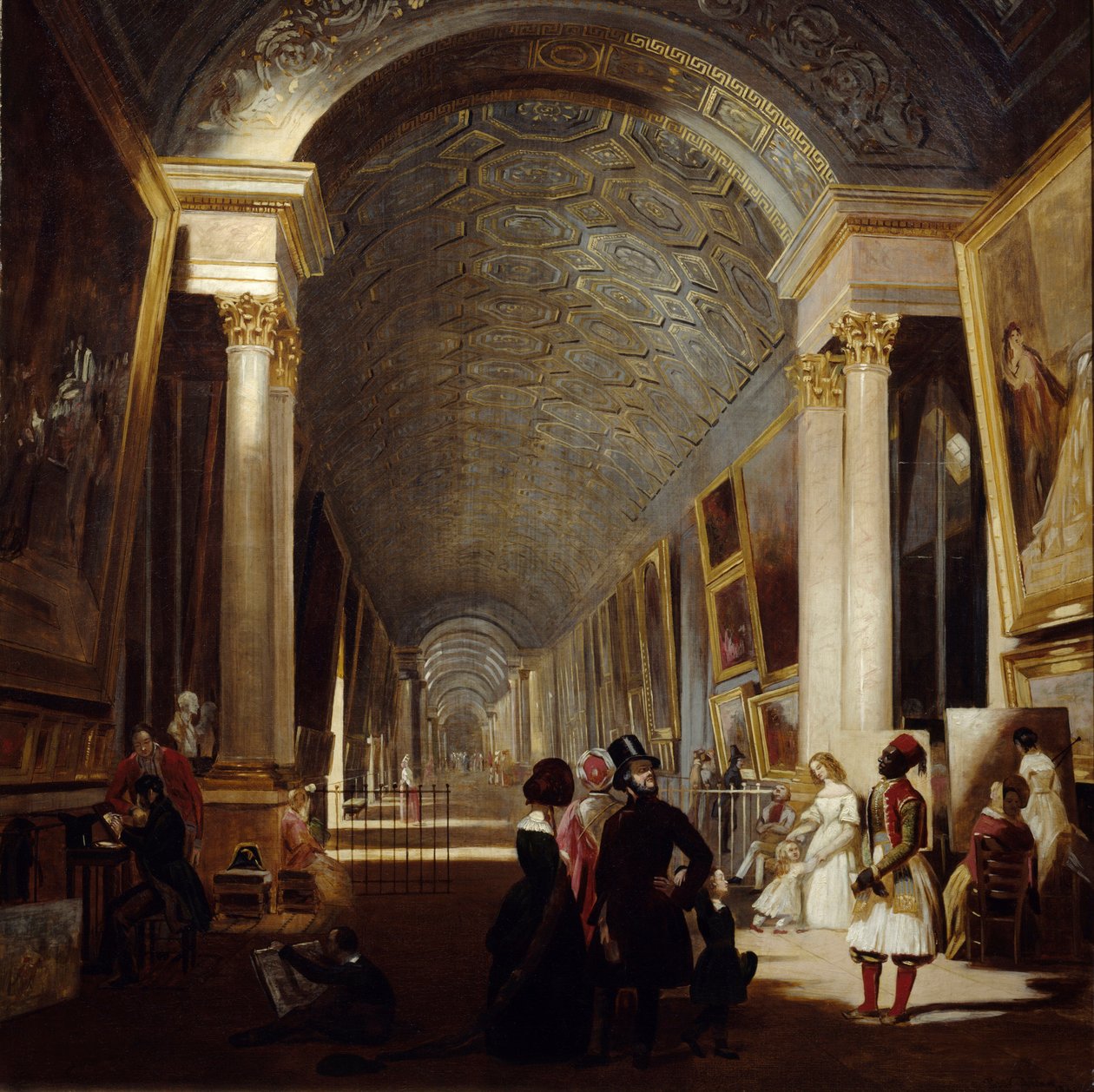 A Grande Galerie du Louvre em 1841. Pintura por Allan Fraser (? - 1890) Ec. Ang. de Allan Fraser