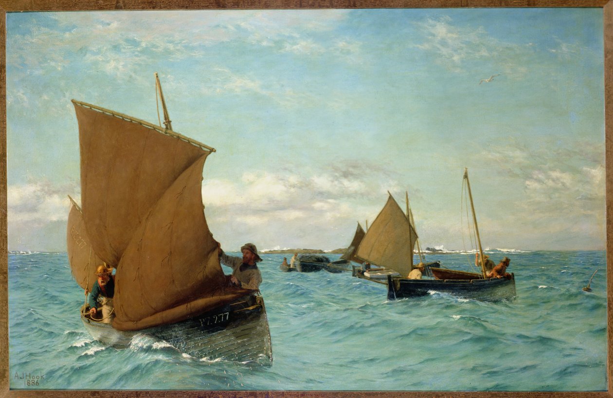 Luggers pegando amarras, 1886 de Allan J. Hook