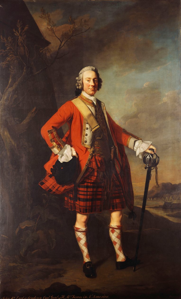 Retrato de John Campbell, 4º Conde de Loudon, no uniforme de seu regimento, conhecido como Highlanders de Loudon, 1747 de Allan Ramsay