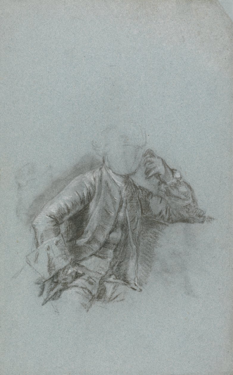 Estudo para um retrato de um cavalheiro sentado (giz com coto em papel azul) de Allan Ramsay