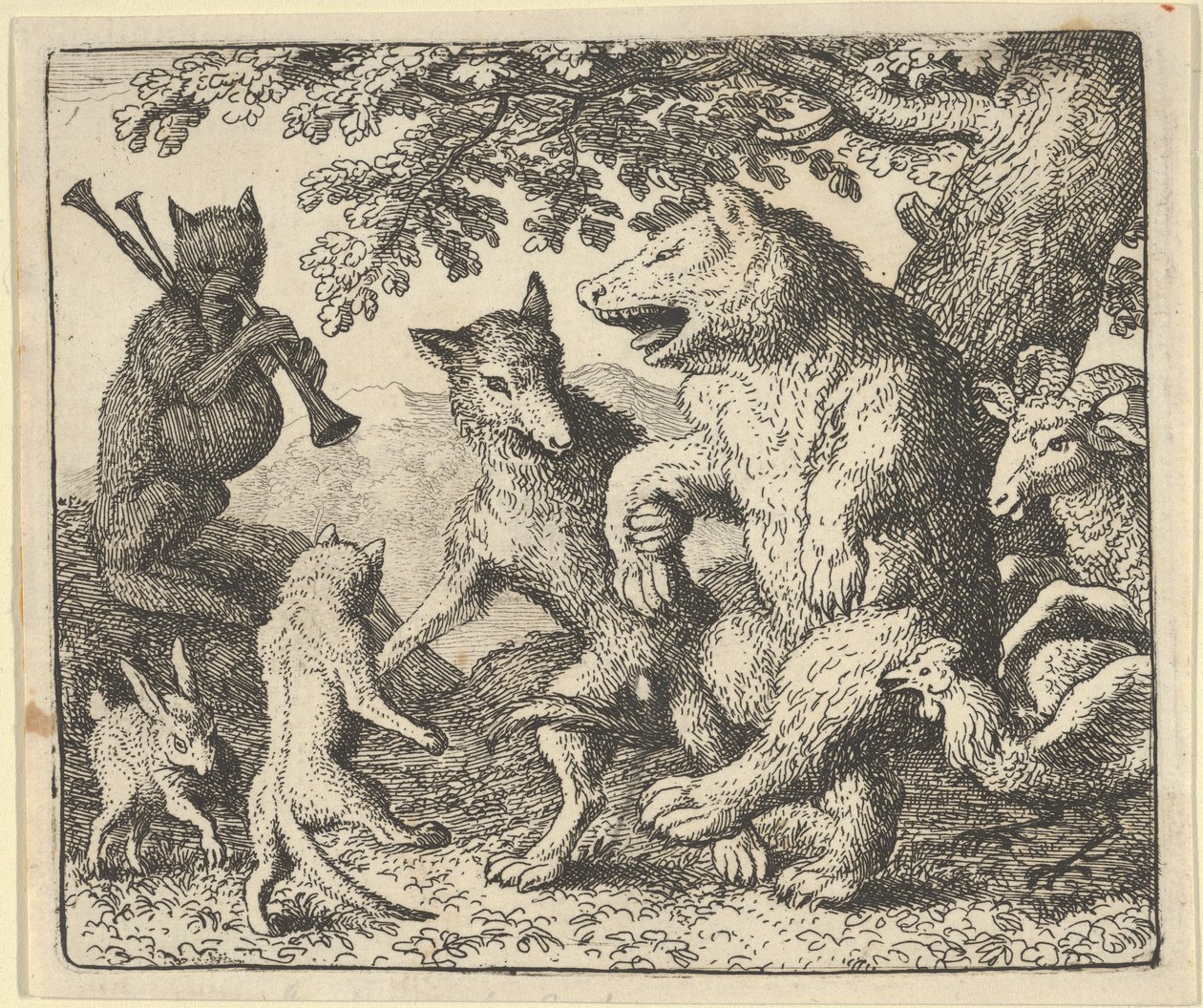 Uma festa em honra do urso e do lobo, 1650-75. de Allart van Everdingen