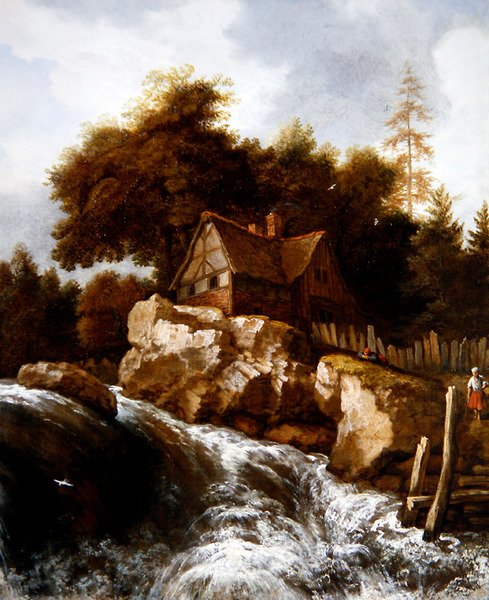 Uma Paisagem Rochosa Nórdica com Camponeses num Caminho (óleo sobre tela) de Allart van Everdingen