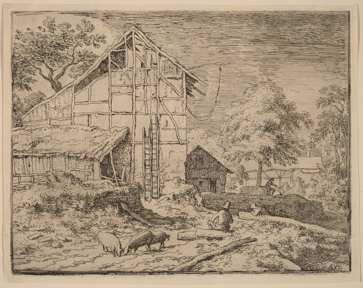 Casa de campo com duas escadas de Allart van Everdingen