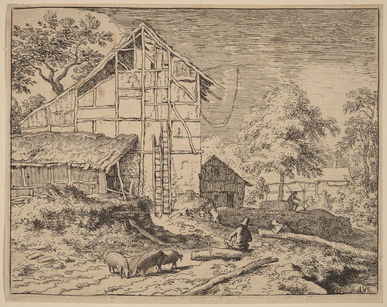 Casa de campo com duas escadas de Allart van Everdingen