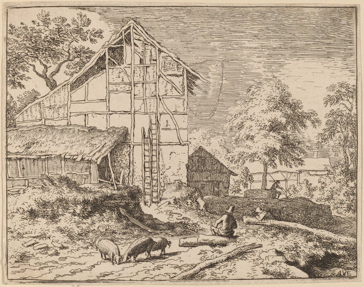 Casa de campo com duas escadas, provavelmente c. 16451656. de Allart van Everdingen