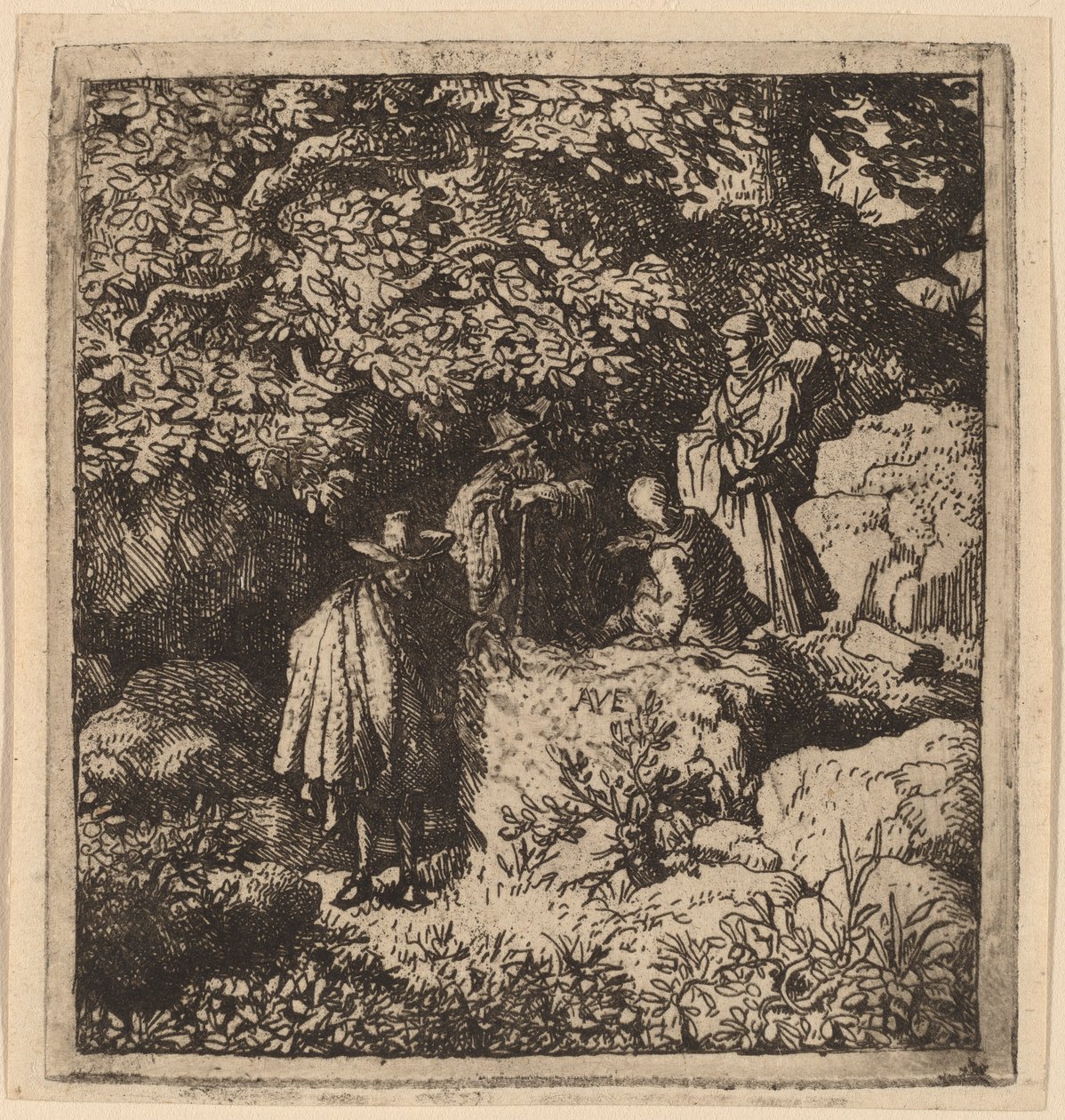 Quatro figuras debaixo de uma árvore de Allart van Everdingen
