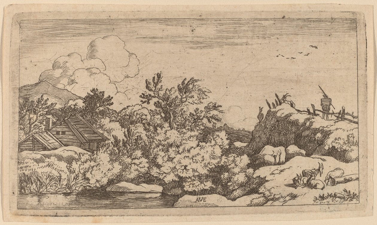 Rebanho de cabras em uma colina, provavelmente c. 16451656. de Allart van Everdingen