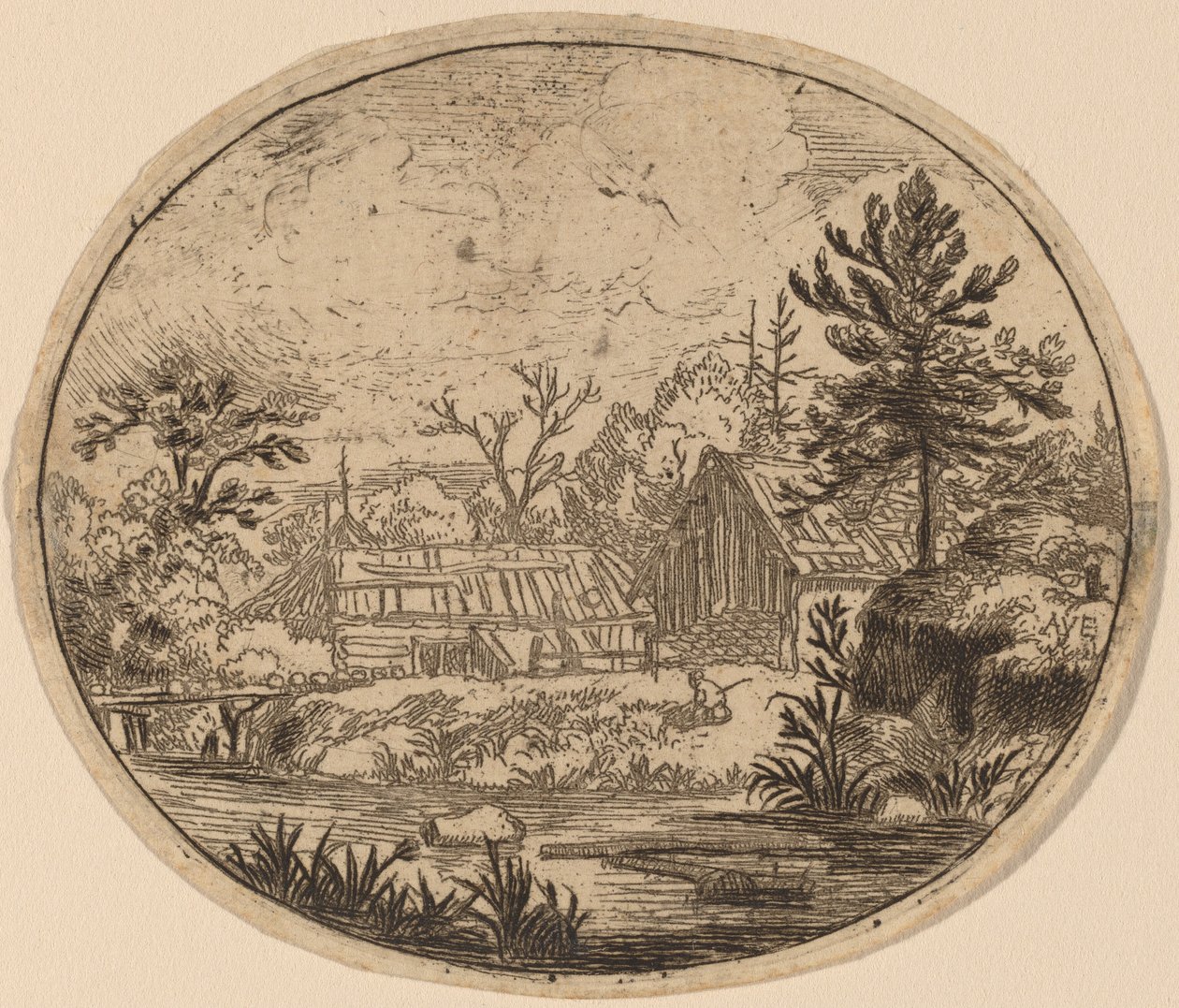 Hamlet na margem de um rio de Allart van Everdingen