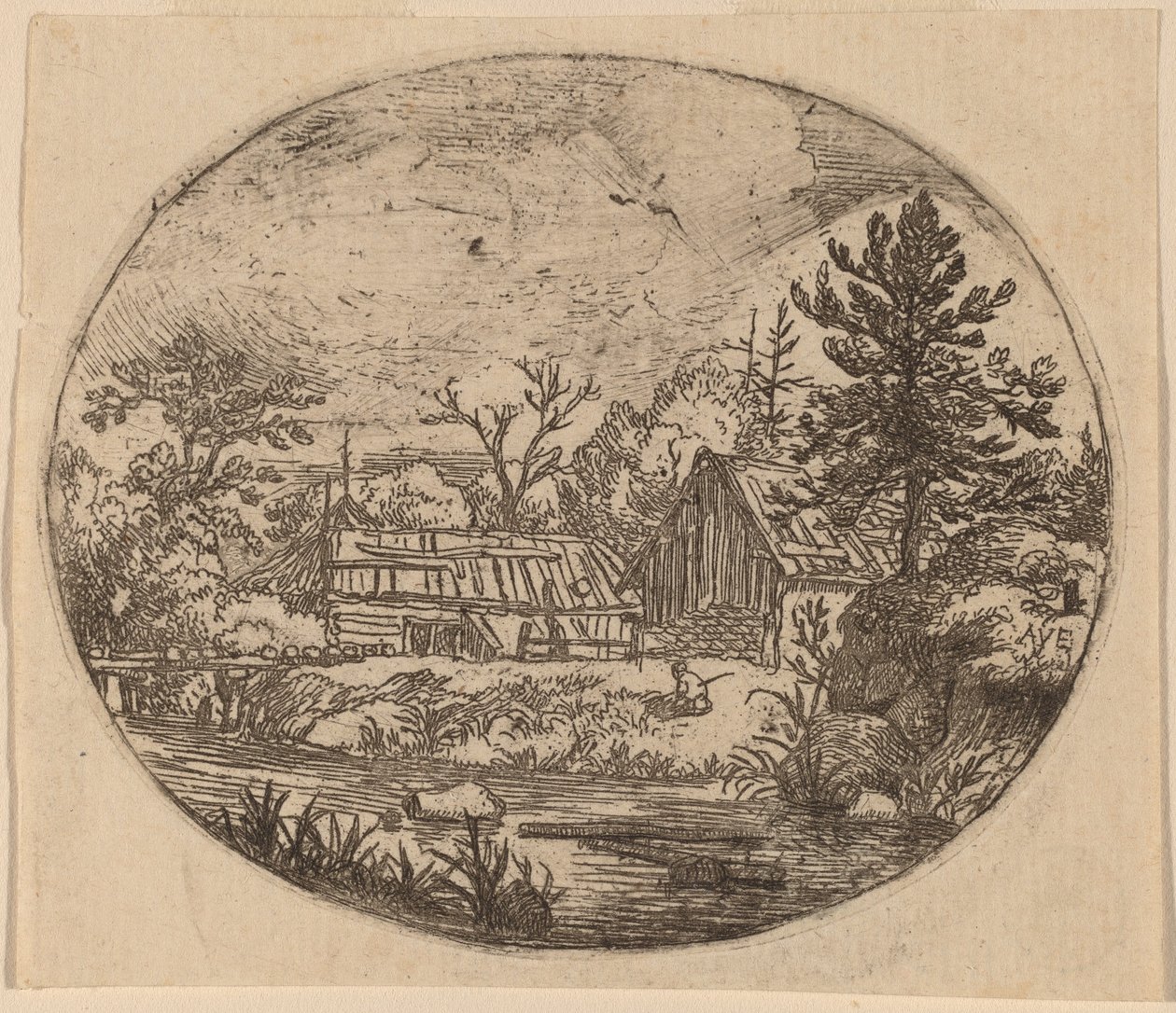 Hamlet na margem de um rio de Allart van Everdingen
