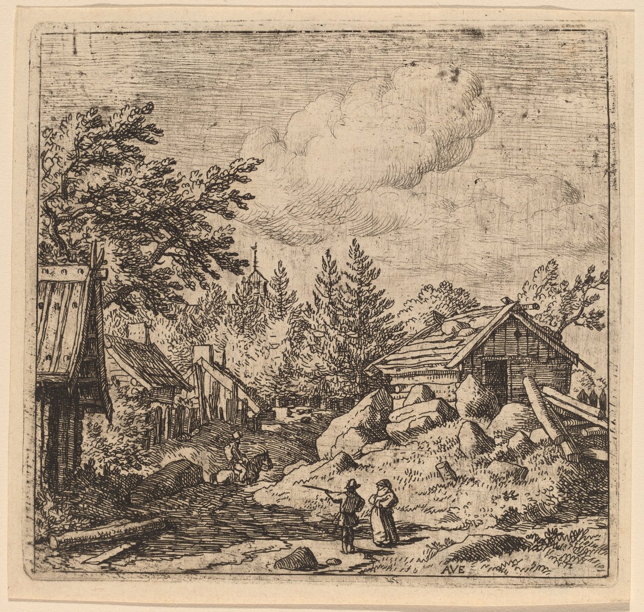 Hamlet em terreno montanhoso de Allart van Everdingen