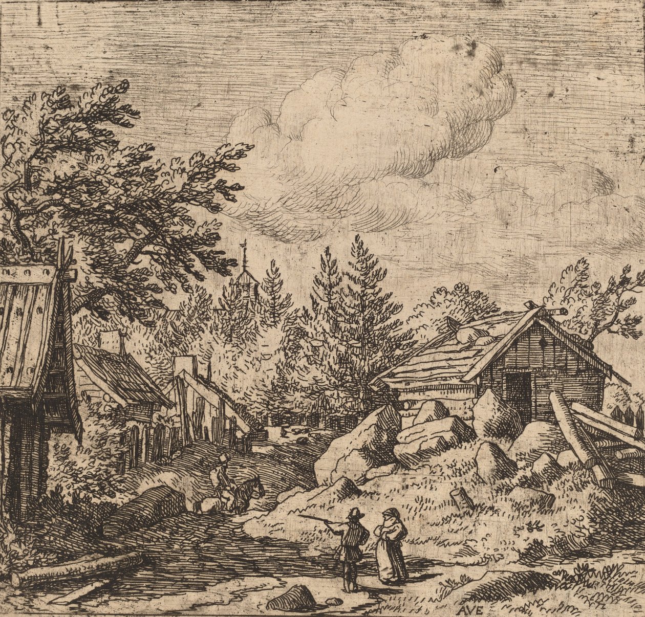 Hamlet em terreno montanhoso, provavelmente c. 16451656. de Allart van Everdingen