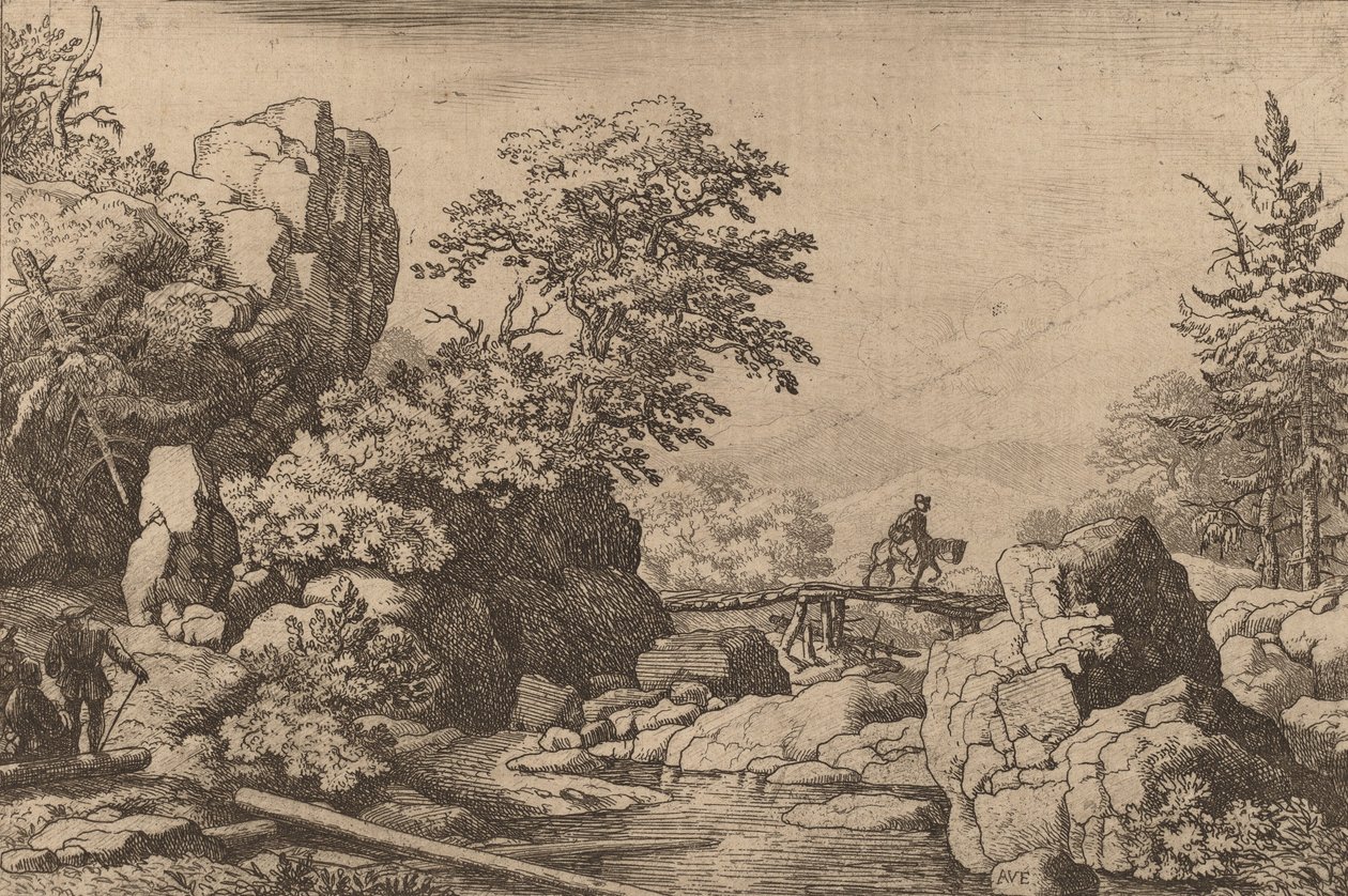 Cavaleiro em uma ponte, provavelmente c. 16451656. de Allart van Everdingen
