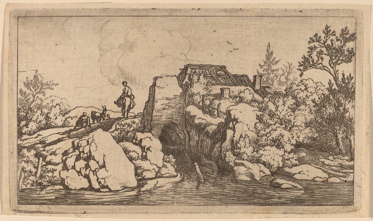 Cavaleiro em uma ponte de pedra de Allart van Everdingen