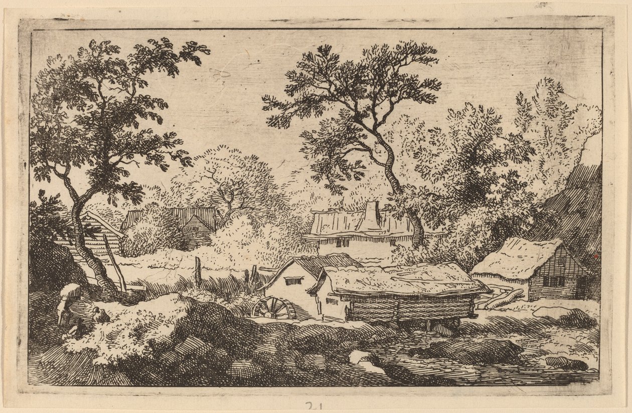 Moinho abaixo de uma cachoeira, provavelmente c. 16451656. de Allart van Everdingen