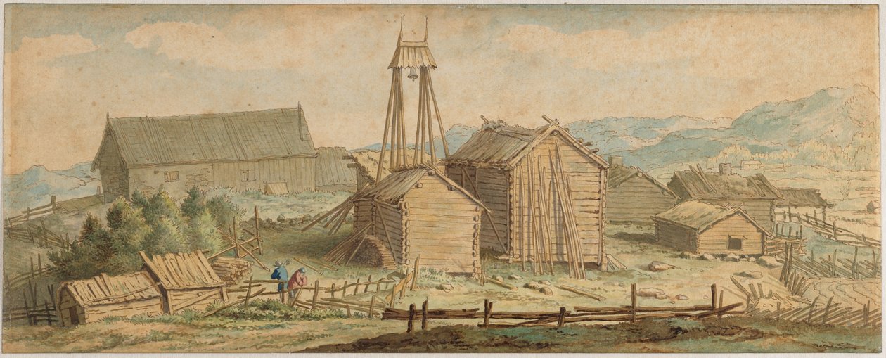Paisagem norueguesa com um depósito de madeira de Allart van Everdingen