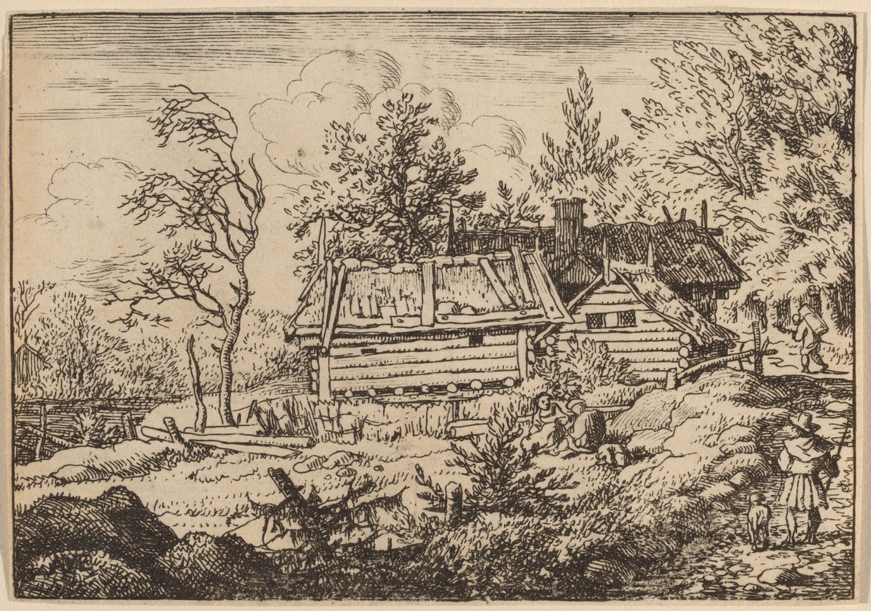 Peregrino com um cão, provavelmente c. 16451656. de Allart van Everdingen