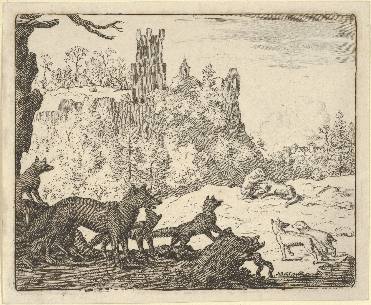 Renard sai com o texugo, 1650-75. de Allart van Everdingen
