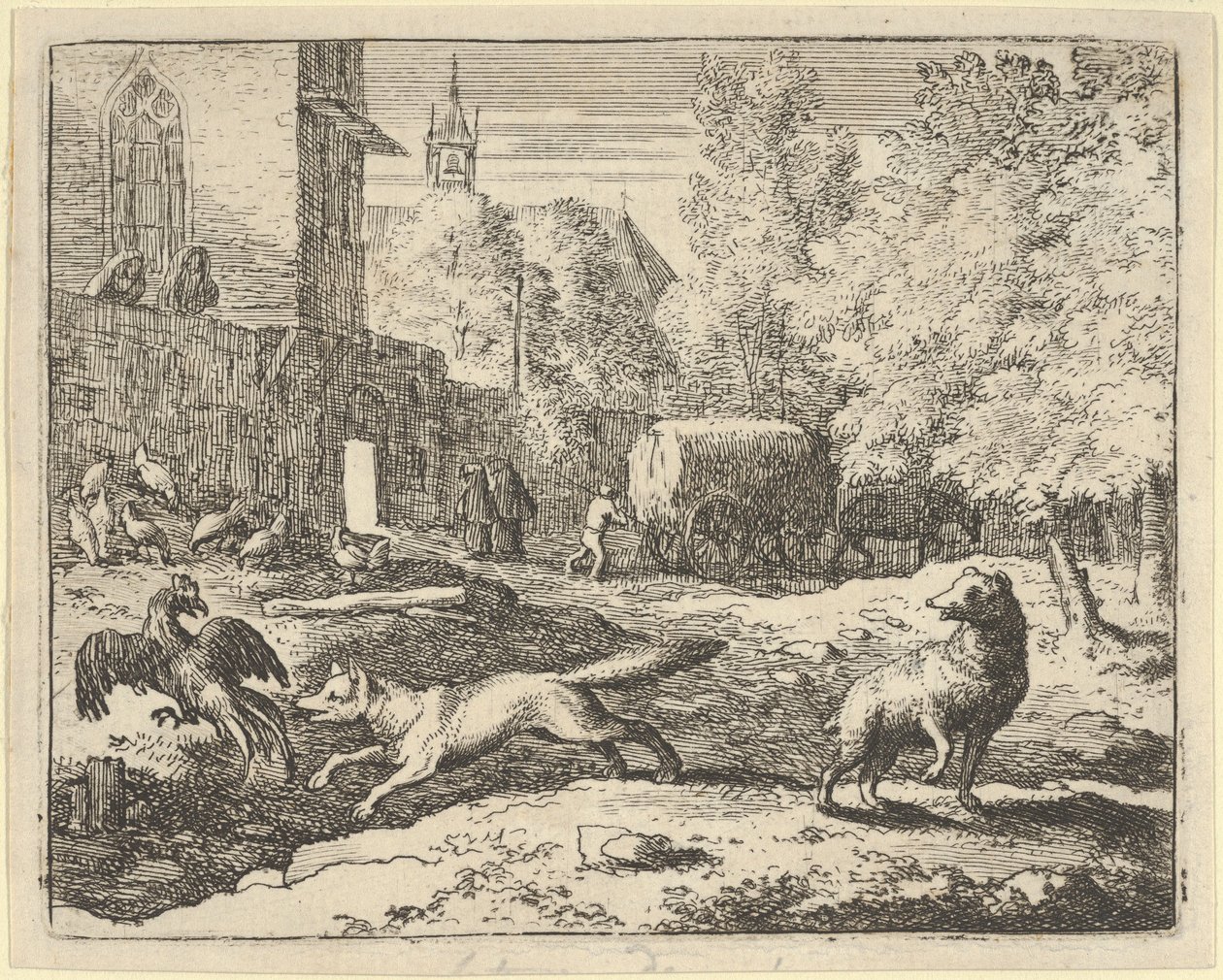 Renard quer encontrar um galo, 1650-75. de Allart van Everdingen