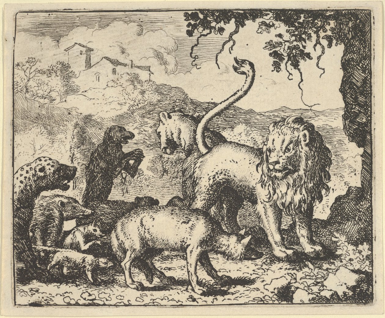 Renard é acusado pelo lobo e vários animais, 1650-75. de Allart van Everdingen