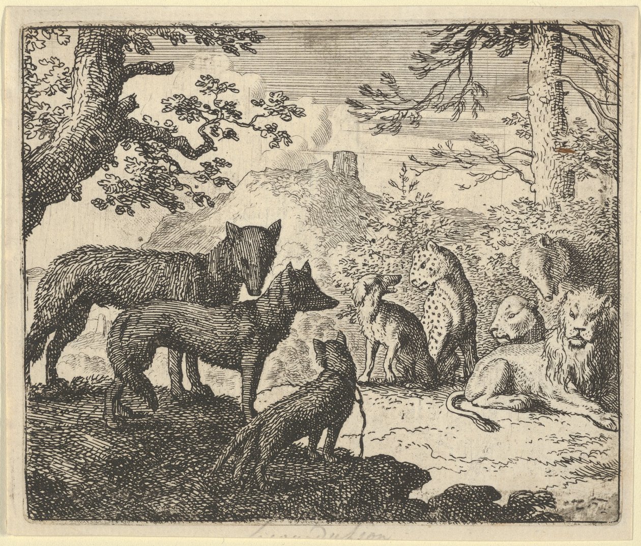 Os pais de Renard pedem para se retirar da corte, de "Renard, a Raposa", de Hendrick van Alcmar de Allart van Everdingen