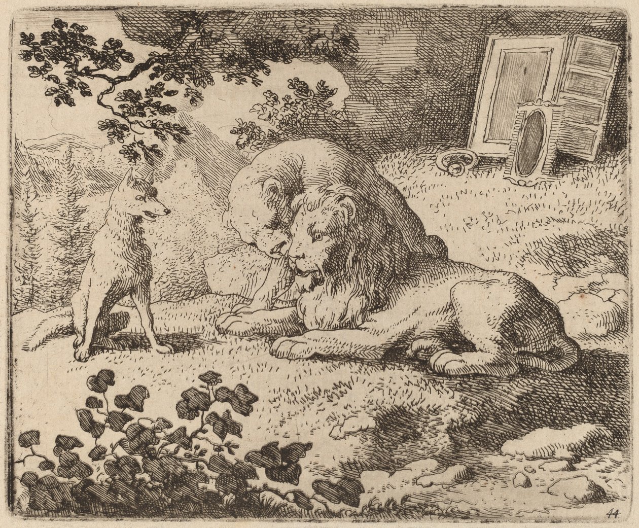 Reynard Descreve os Tesouros Perdidos, provavelmente c. 16451656. de Allart van Everdingen