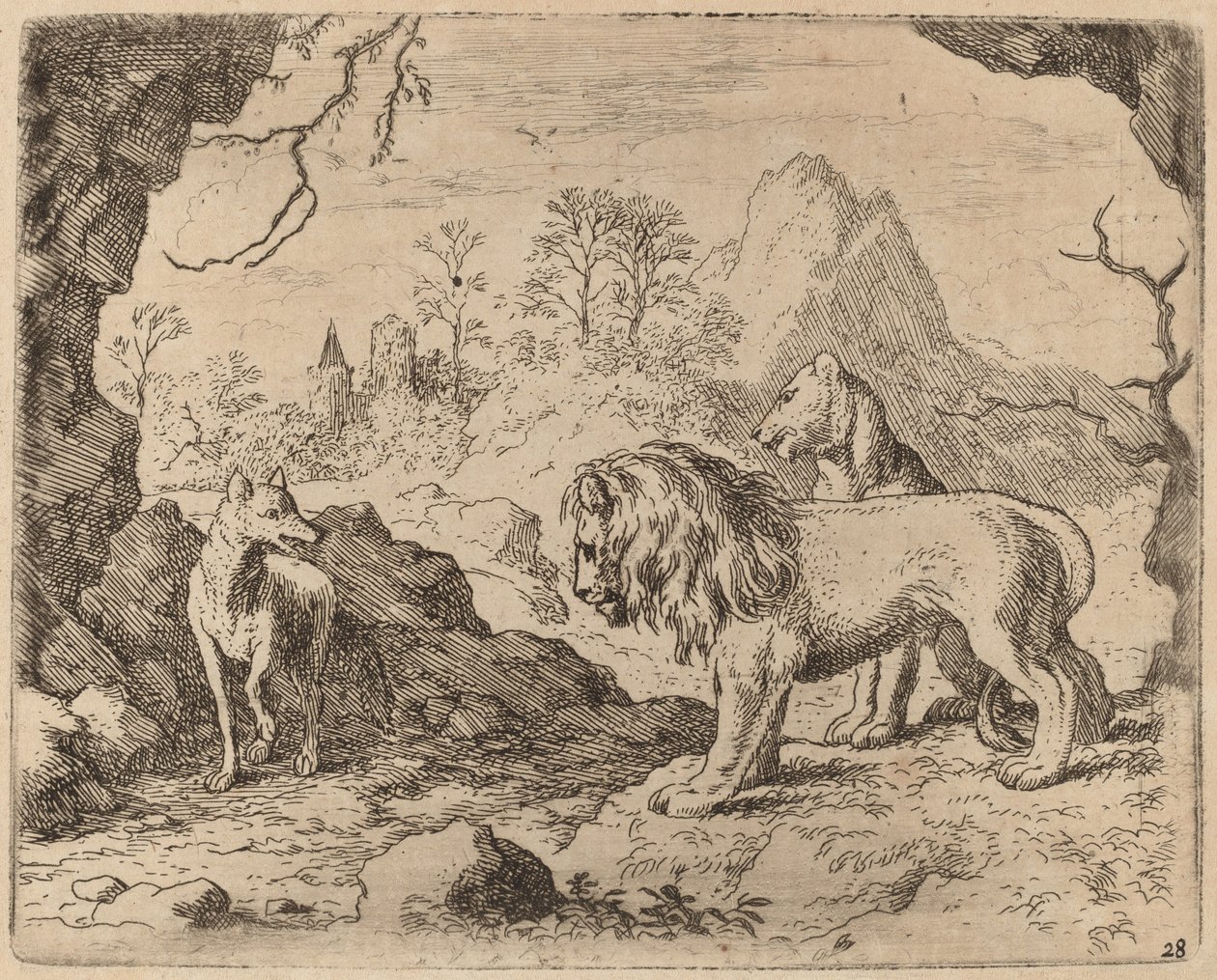 Reynard promete revelar o tesouro escondido, provavelmente c. 16451656. de Allart van Everdingen