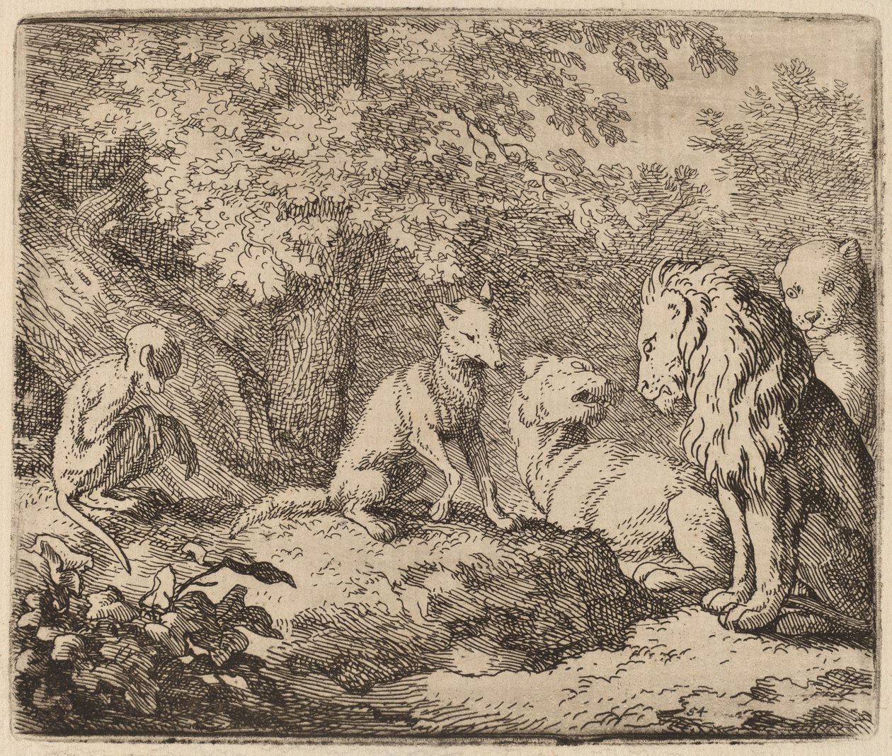 Reynard conta uma história de tesouro escondido, provavelmente c. 16451656. de Allart van Everdingen