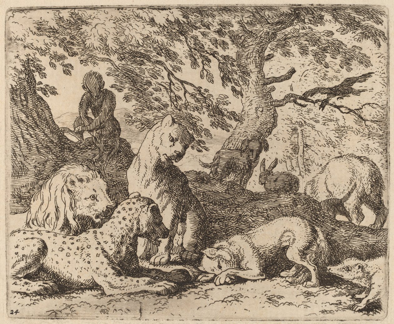 Reynard enrola sua história e engana seu pai, provavelmente c. 16451656. de Allart van Everdingen