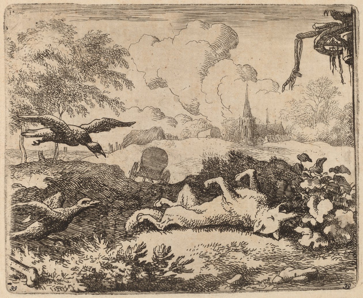 Reynard e os corvos de Allart van Everdingen