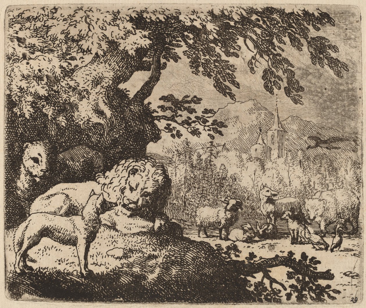 Reynard em Conselho com o Leão e a Leoa, provavelmente c. 16451656. de Allart van Everdingen