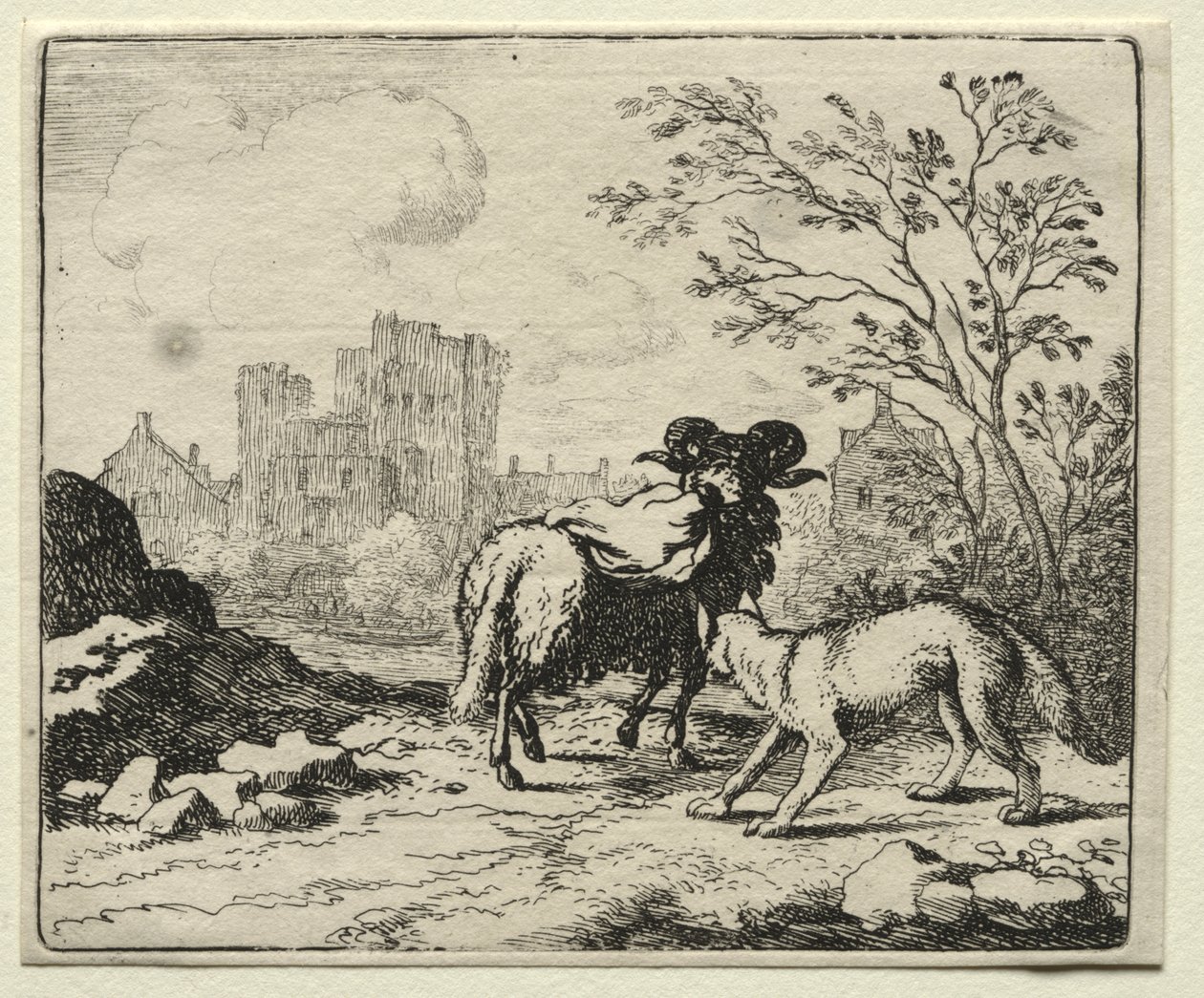 Reynard the Fox: Reynard envia um pacote para o leão de Allart van Everdingen