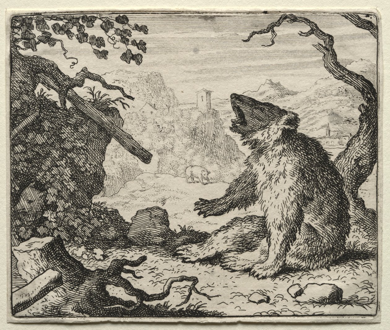 Reynard the Fox: The Bear chama Reynard para o tribunal. de Allart van Everdingen