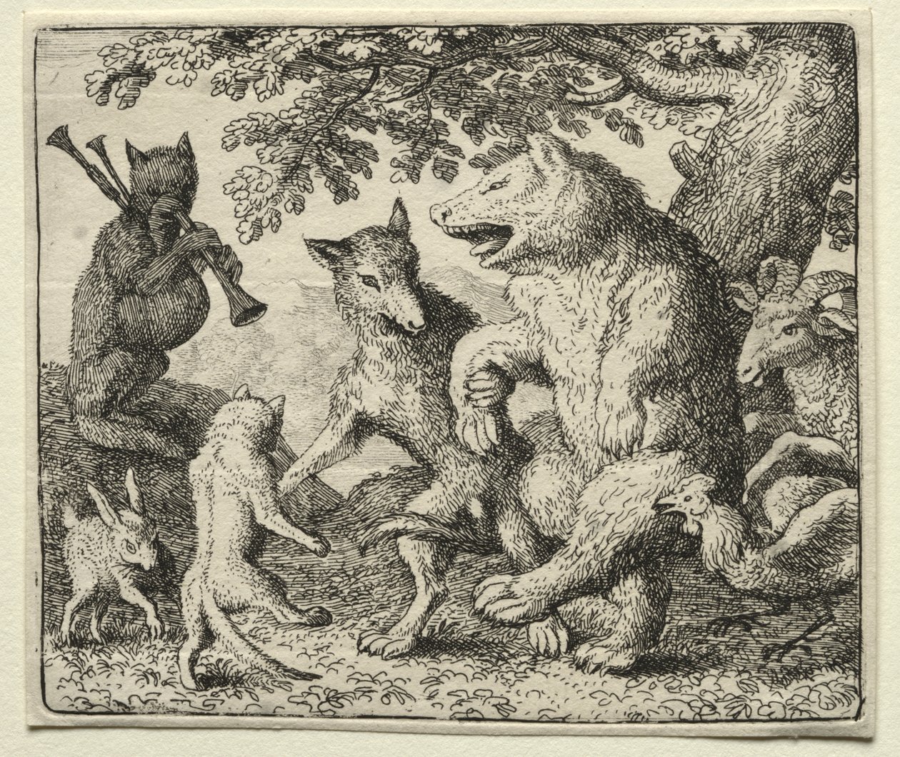 Reynard, a raposa: o lobo e o urso celebram sua liberdade de Allart van Everdingen
