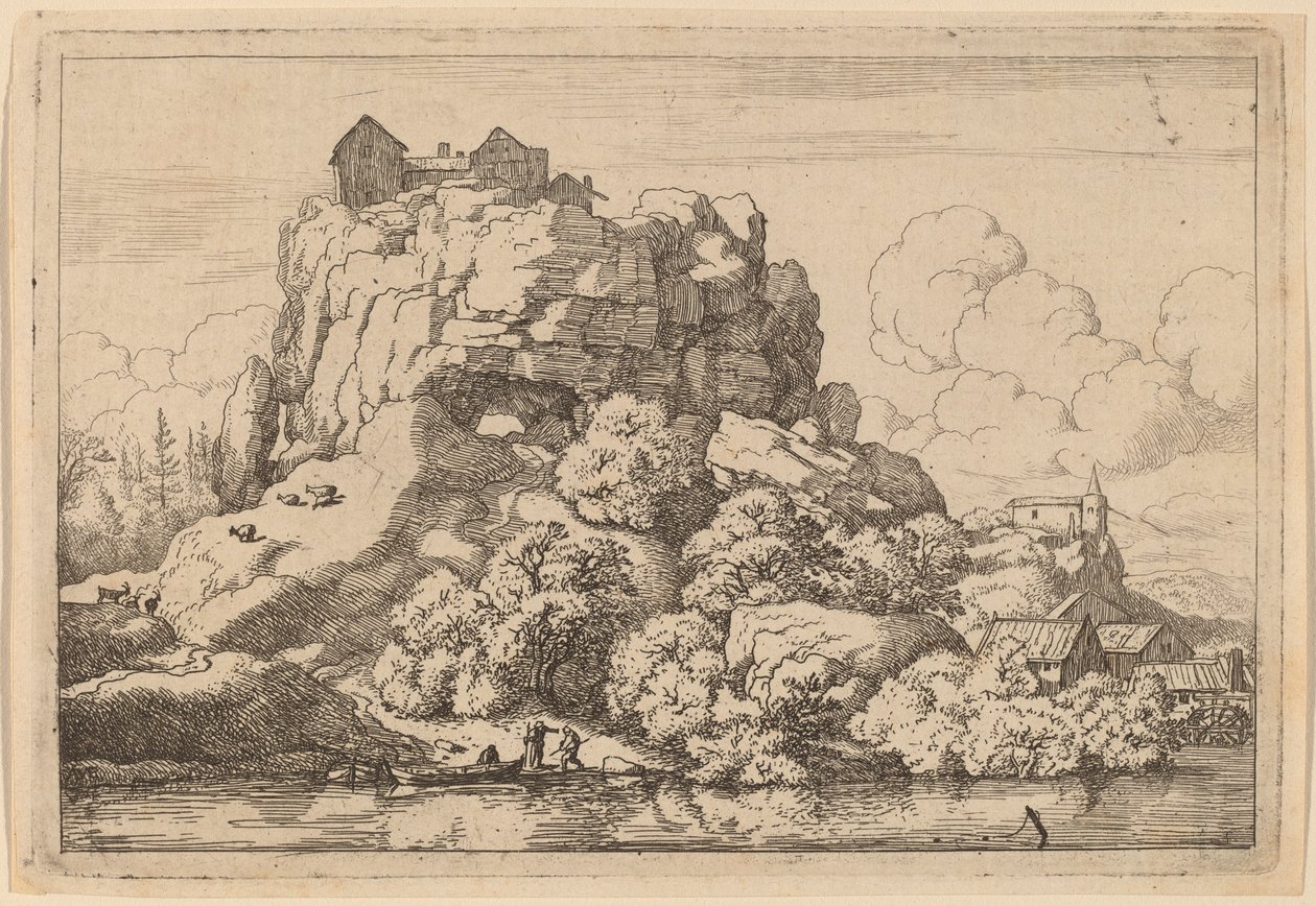 Rio no sopé de uma rocha alta, provavelmente c. 16451656. de Allart van Everdingen