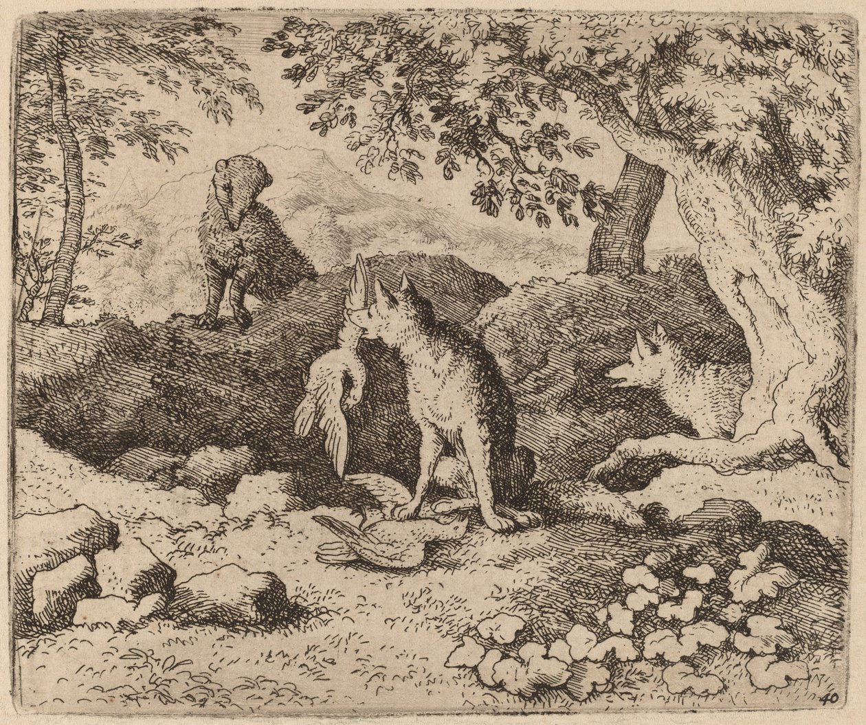 The Badger Goes to Warn Reynard, provavelmente c. 16451656. de Allart van Everdingen