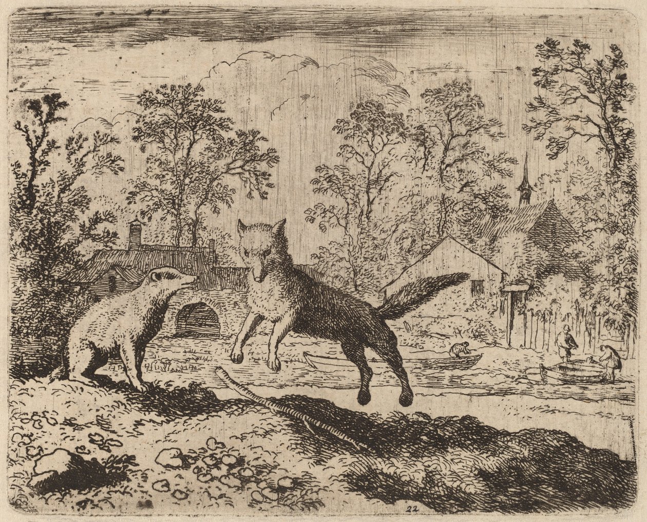 O texugo impõe uma penitência a Reynard, provavelmente c. 16451656. de Allart van Everdingen