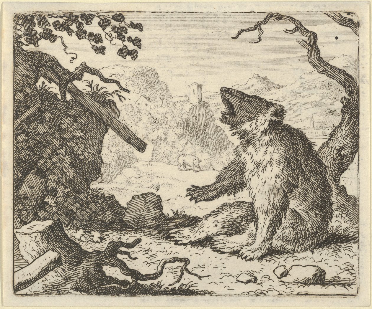 O urso chama Renard para comparecer perante o Conselho dos Animais, 1650-75. de Allart van Everdingen