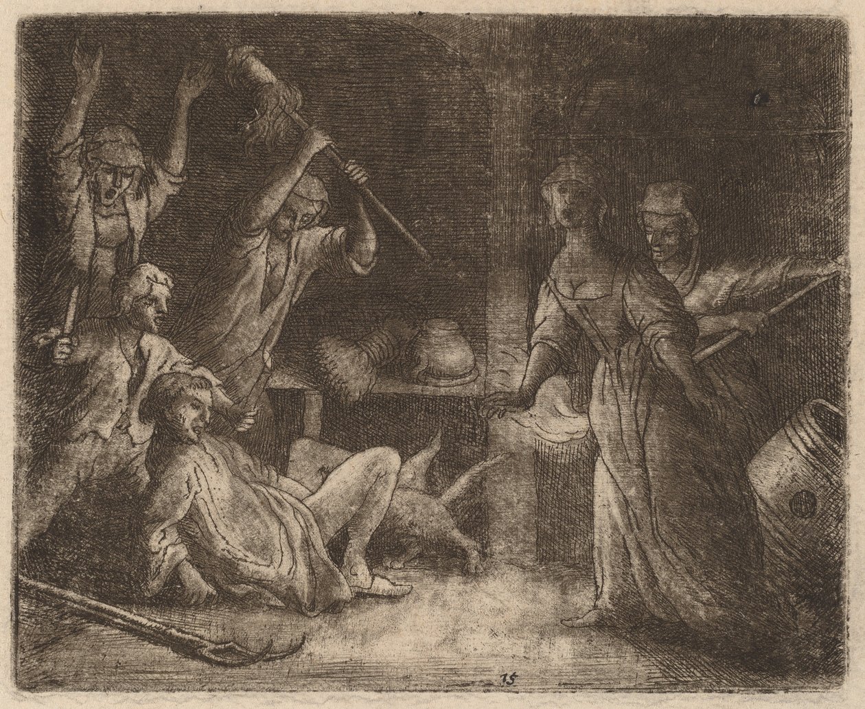 O gato preso e espancado, provavelmente c. 16451656. de Allart van Everdingen