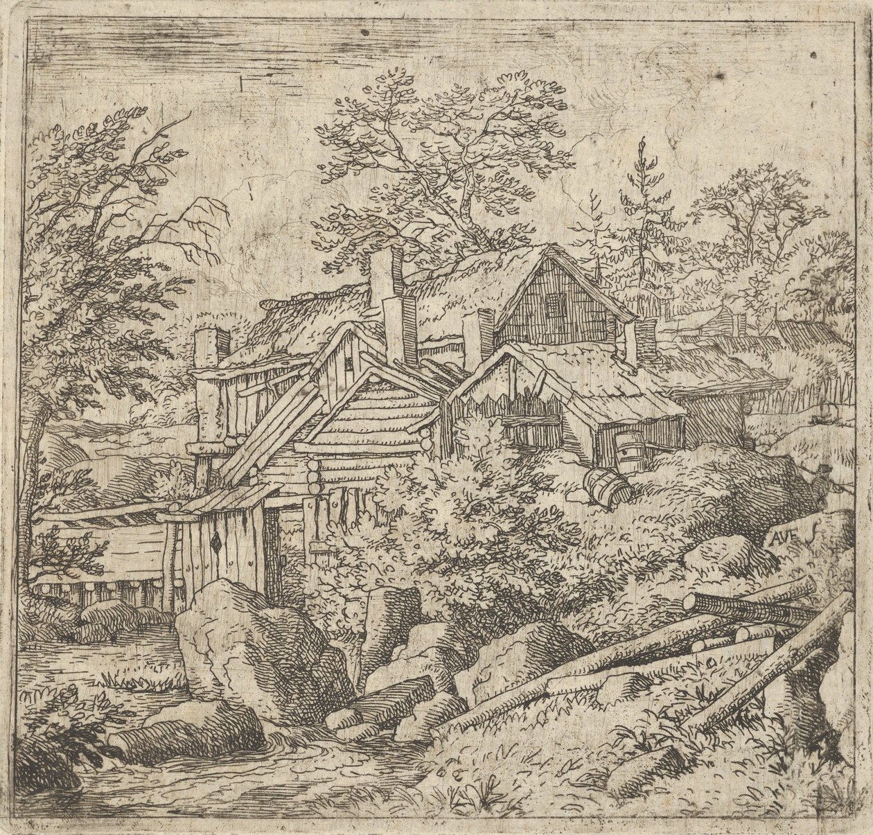 O Hamlet na encosta da montanha, século XVII. de Allart van Everdingen