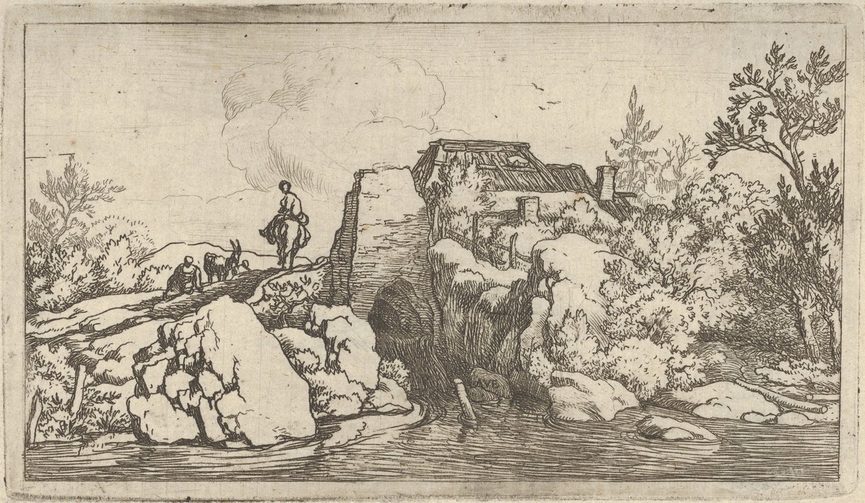 O Cavaleiro da Ponte de Pedra. de Allart van Everdingen