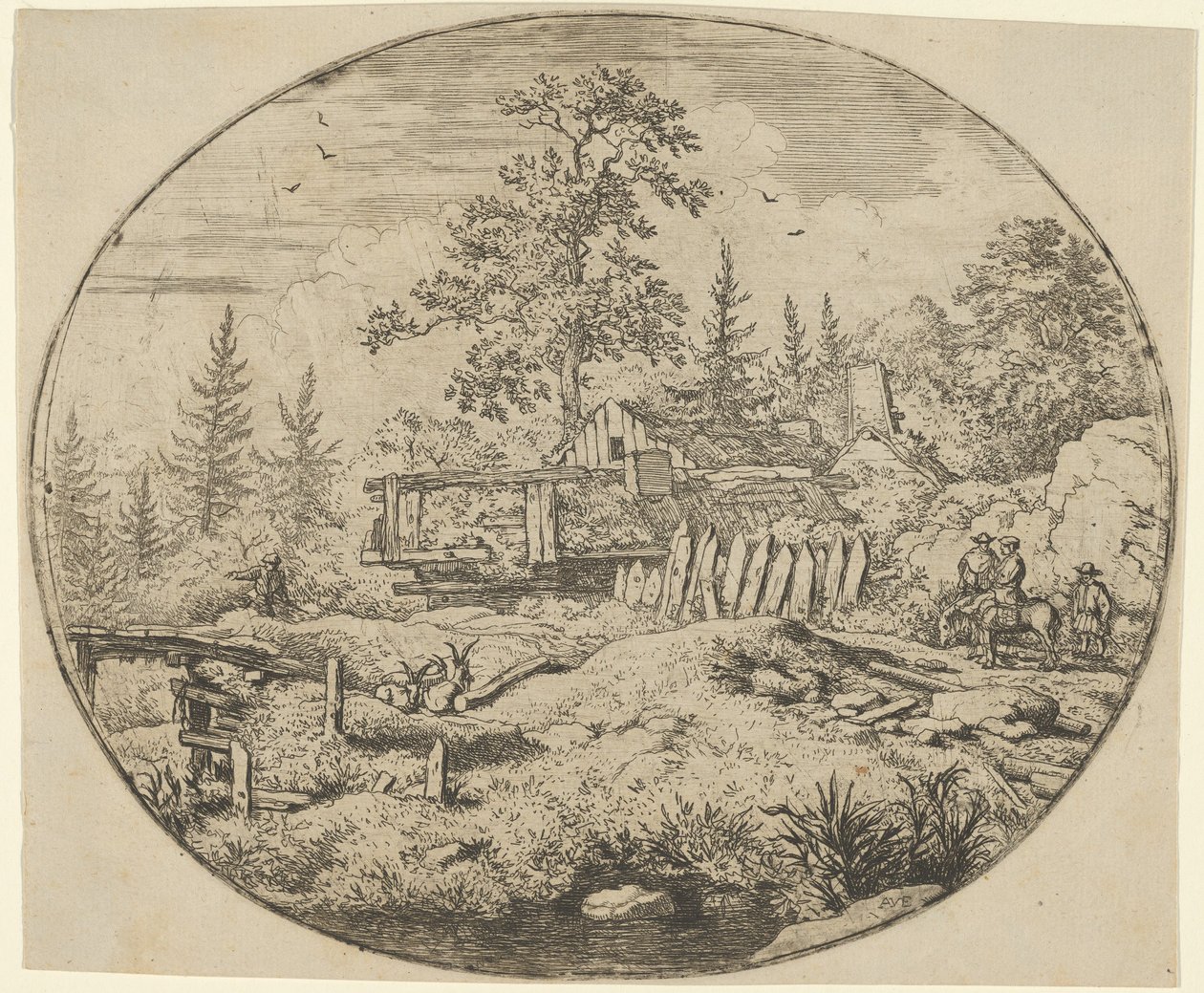 A Paisagem com a Ponte de Madeira, século XVII. de Allart van Everdingen