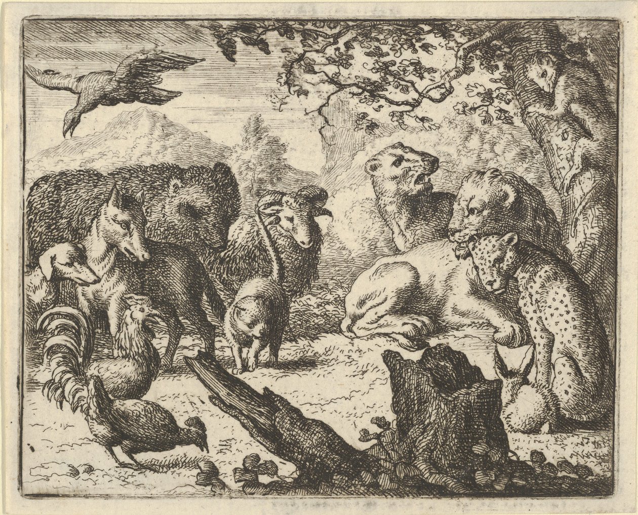 O Leão anuncia uma paz duradoura aos animais que o cercam, 1650-75. de Allart van Everdingen