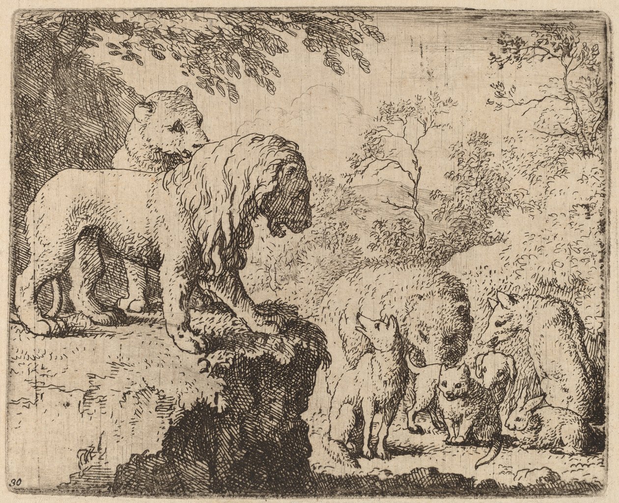 O Leão Perdoa Reynard diante dos Outros Animais de Allart van Everdingen