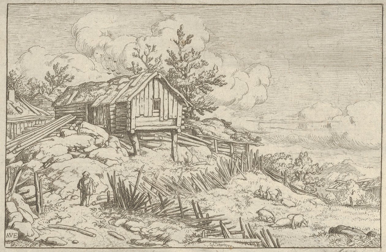O Homem junto à Entrada da Sebe Ruína, séc. XVII. de Allart van Everdingen