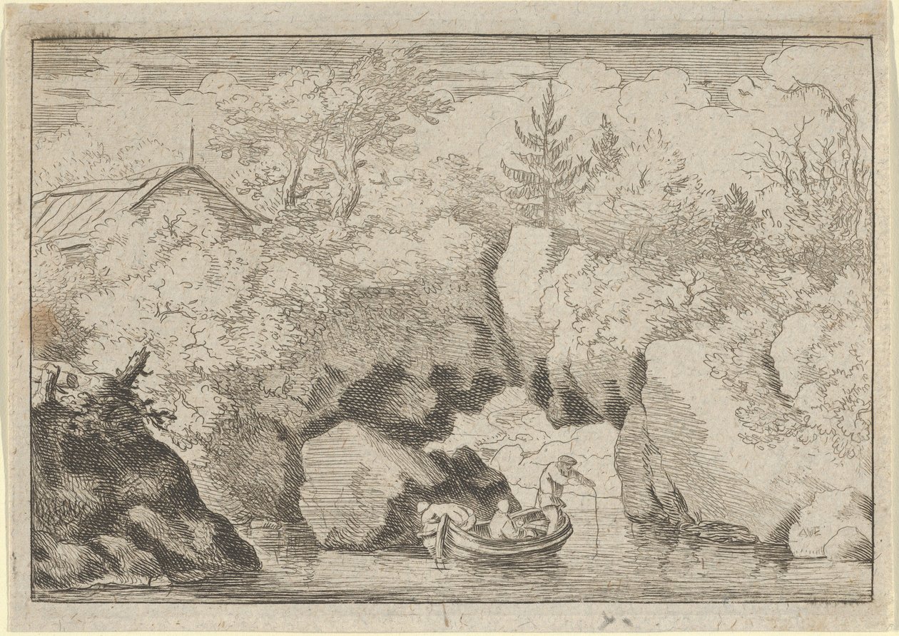 O Skiff perto da Rocha Perfurada, século XVII. de Allart van Everdingen