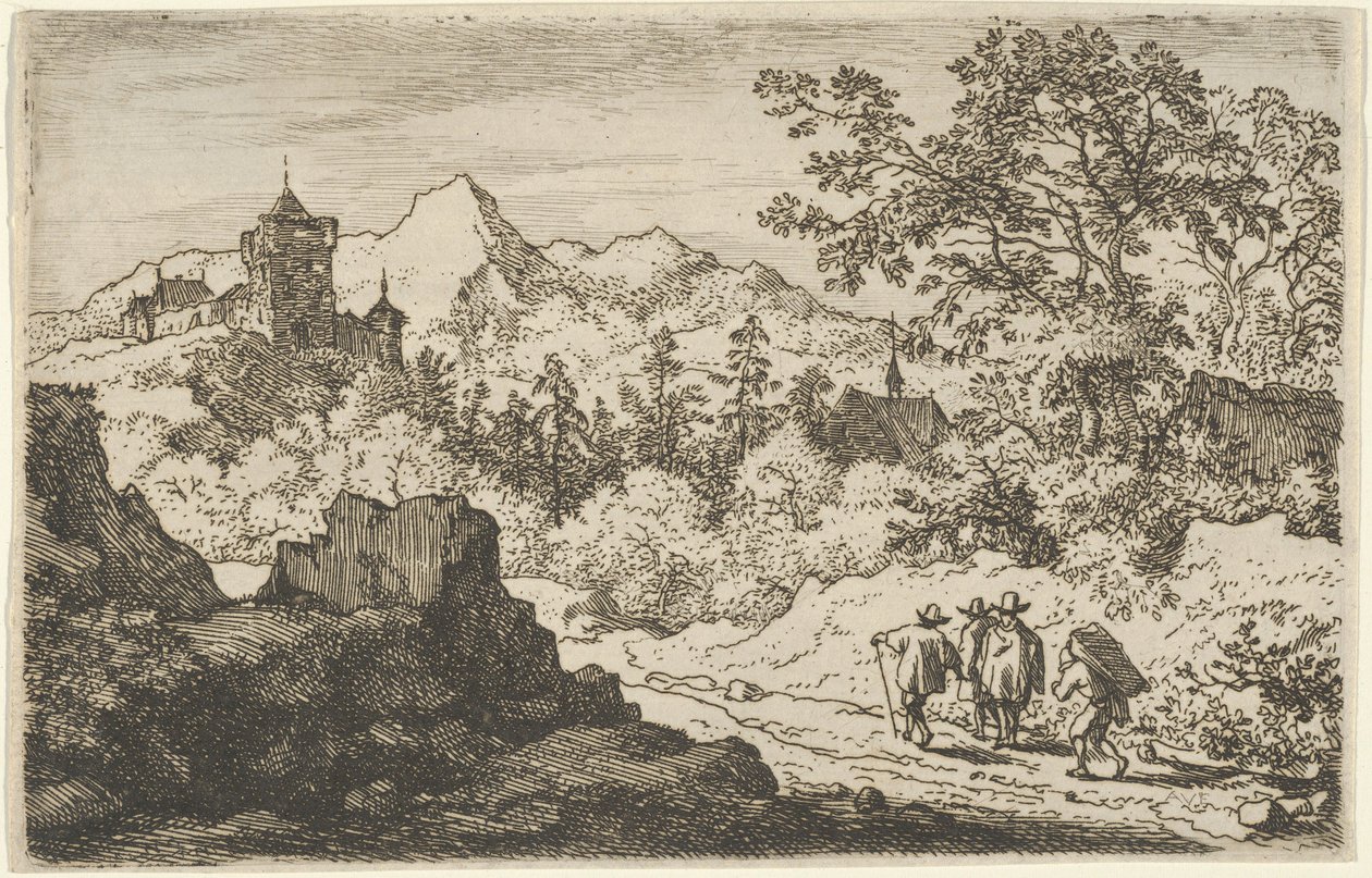 Os Três Homens e o Porteiro, século XVII. de Allart van Everdingen