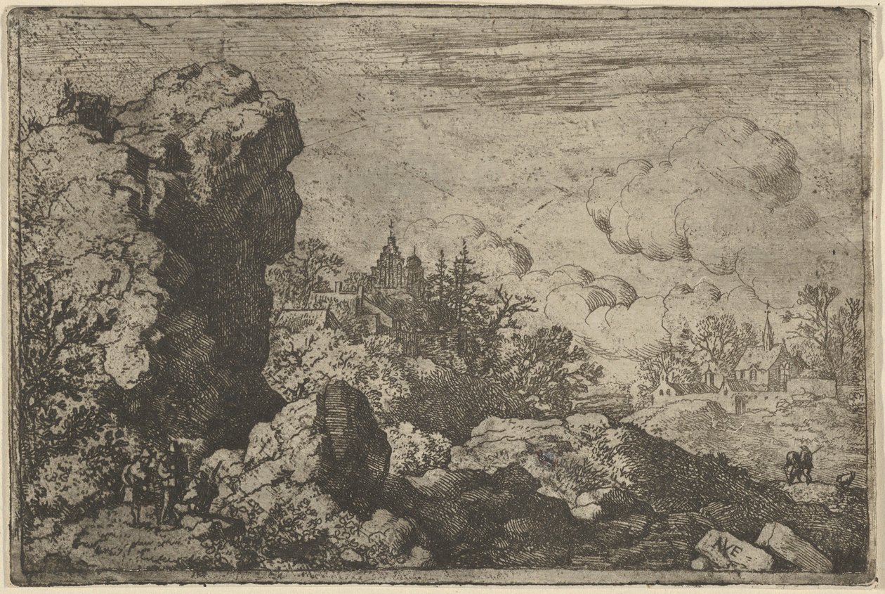 Os Três Viajantes ao Pé de High Rock, século XVII. de Allart van Everdingen